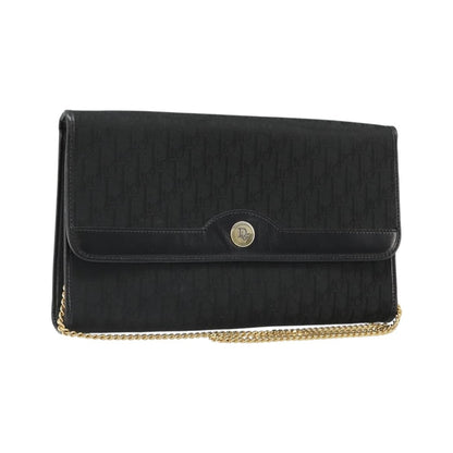 Christian Dior Vintage Trotteur Chain Canvas, Black, Canvas, Shoulder Bag