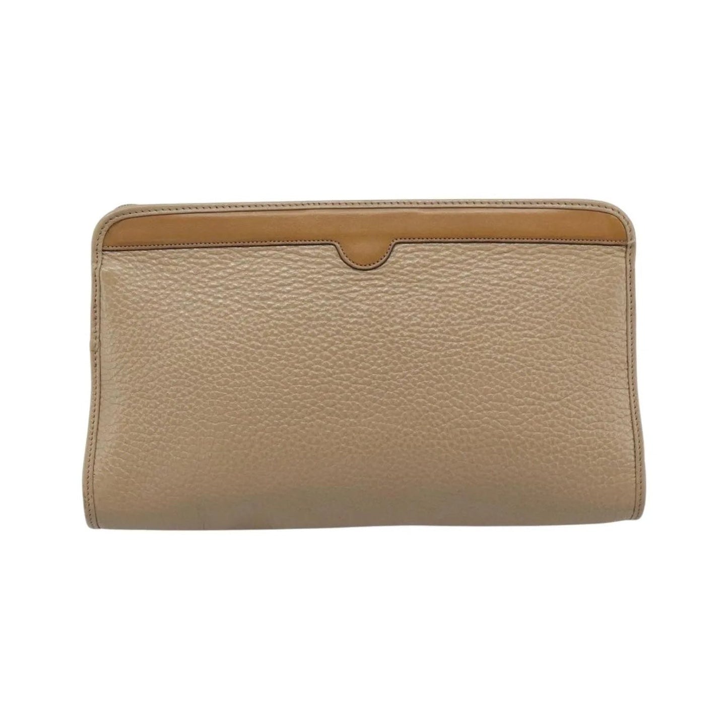 Christian Dior Vintage Zip Pochette Leather, Beige, Leather, Clutch