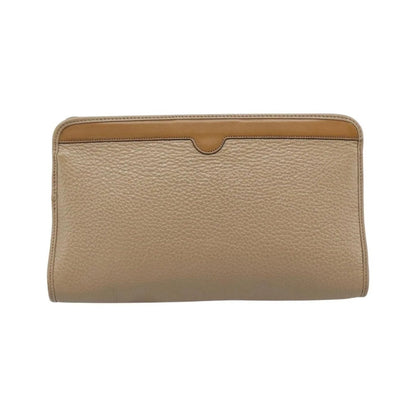 Christian Dior Vintage Zip Pochette Leather, Beige, Leather, Clutch
