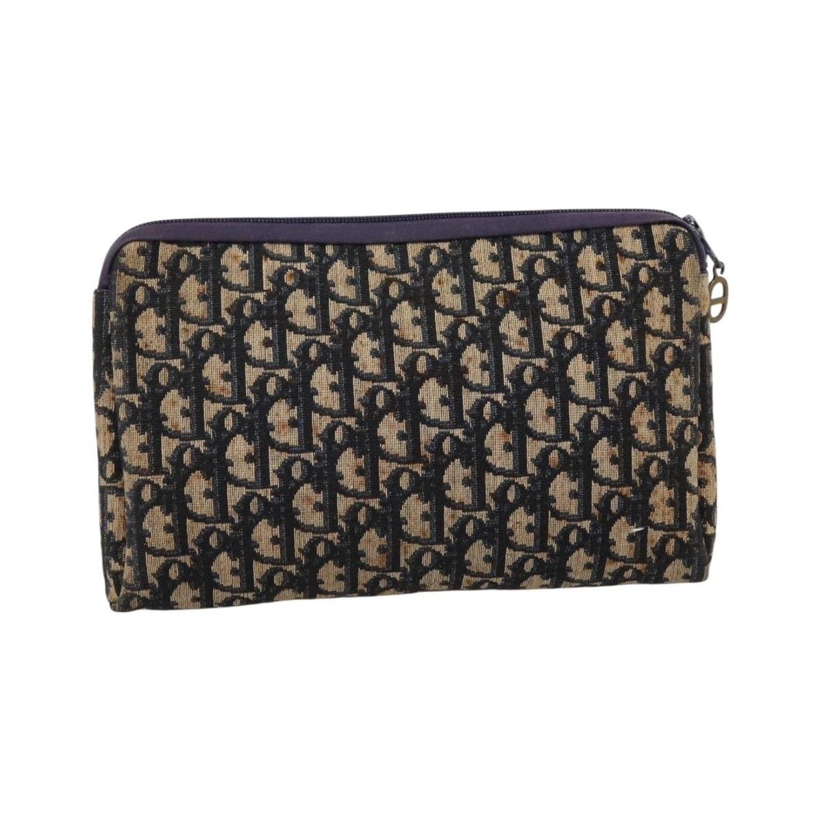 Christian Dior Wristlet Clutch Oblique Canvas, Navy, Canvas, Clutch
