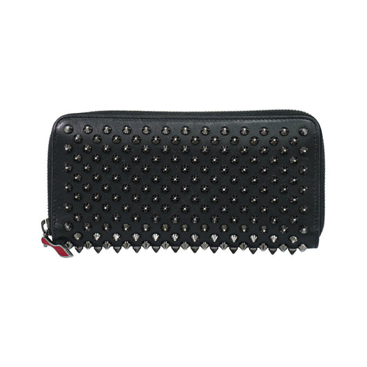 Christian Louboutin Panettone Spiked Leather, Black, Leather, Wallet
