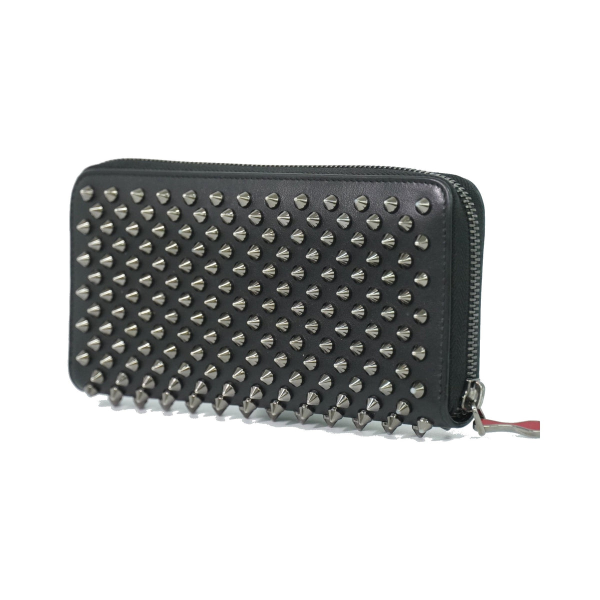 Christian Louboutin Panettone Spiked Leather, Black, Leather, Wallet