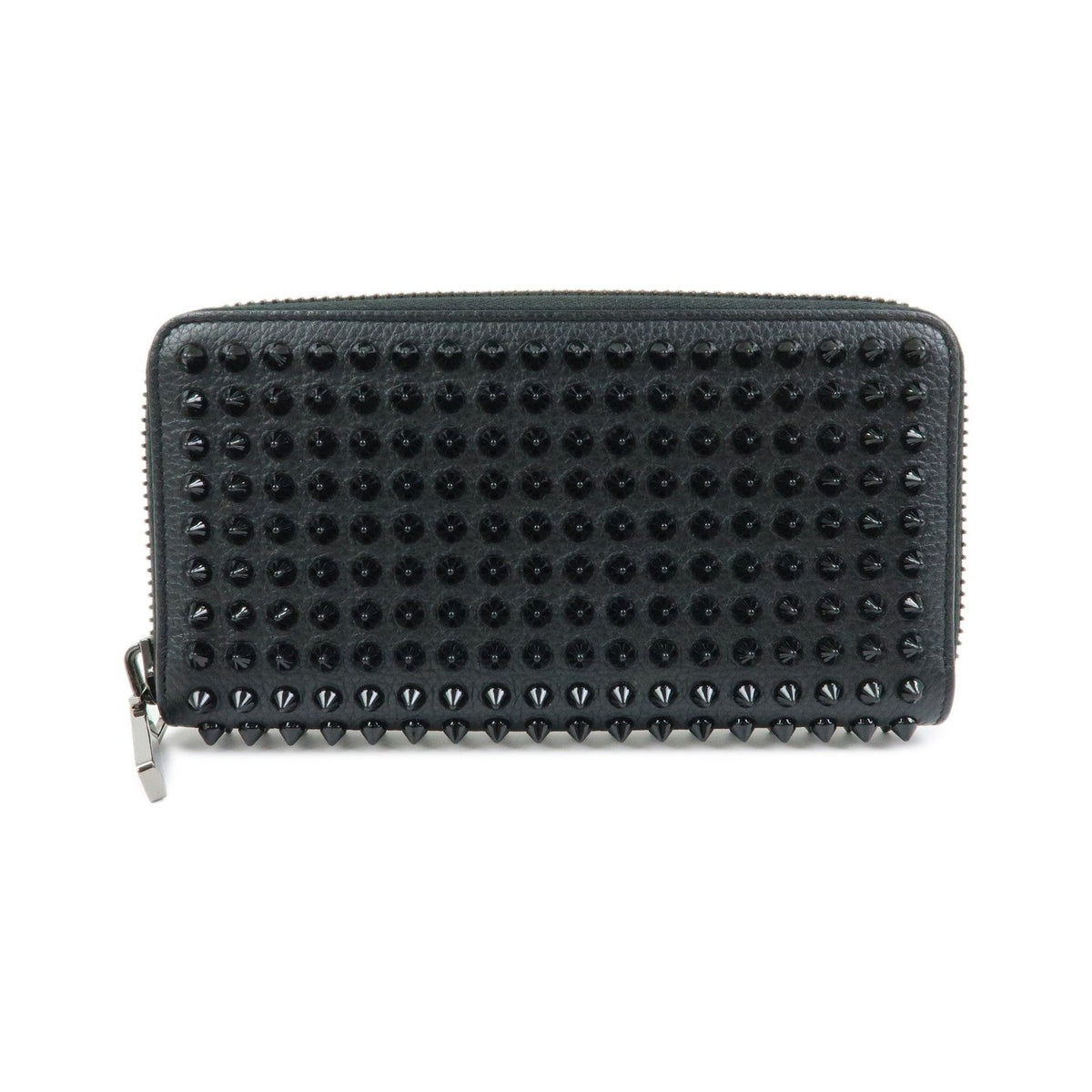 Christian Louboutin Panettone Spiked Leather, Black, Leather, Wallet