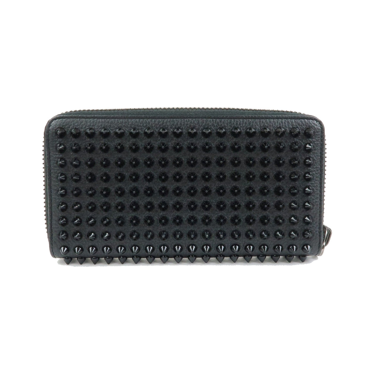 Christian Louboutin Panettone Spiked Leather, Black, Leather, Wallet