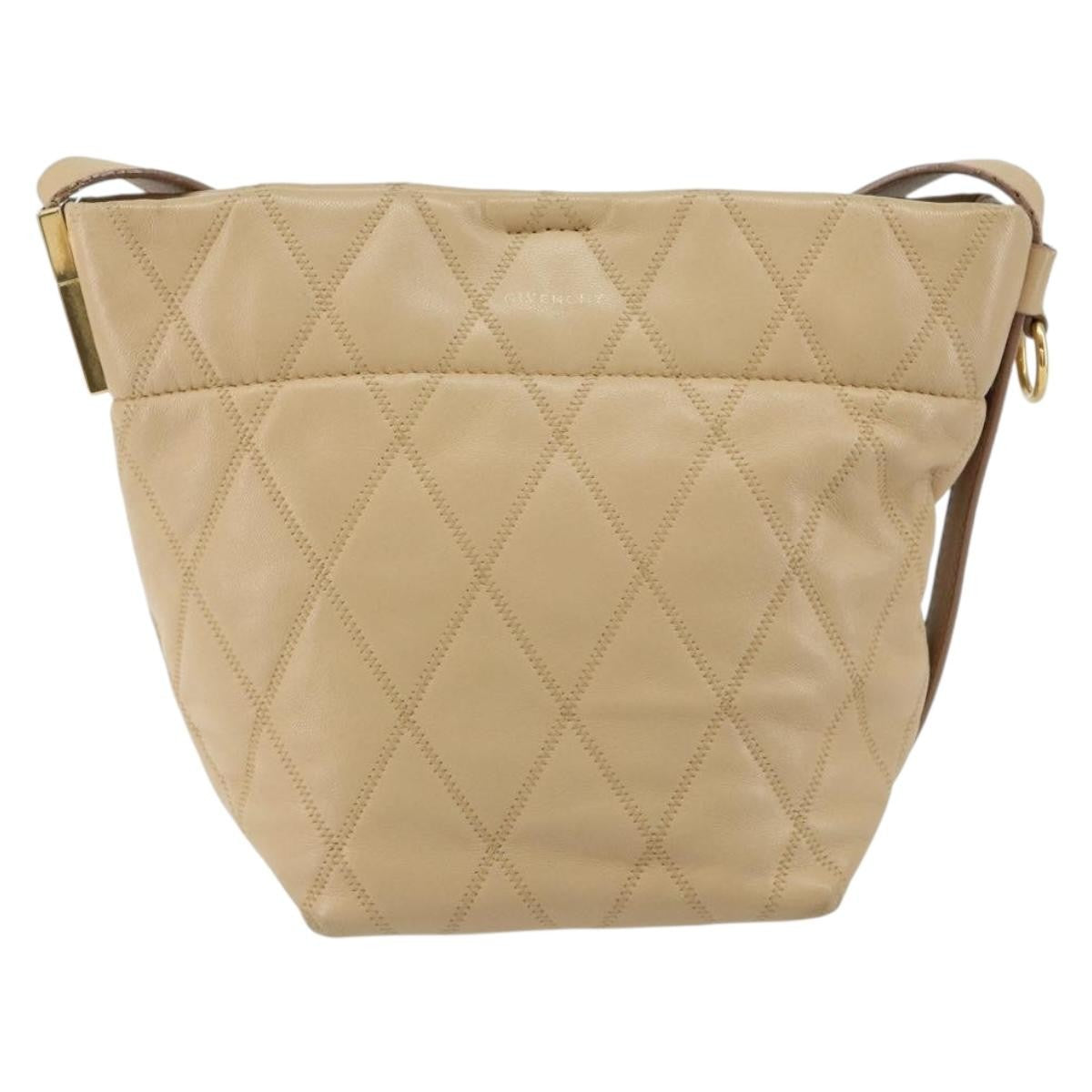 Givenchy GV Bucket Quilted Leather, Beige, Leather, Shoulder Bag