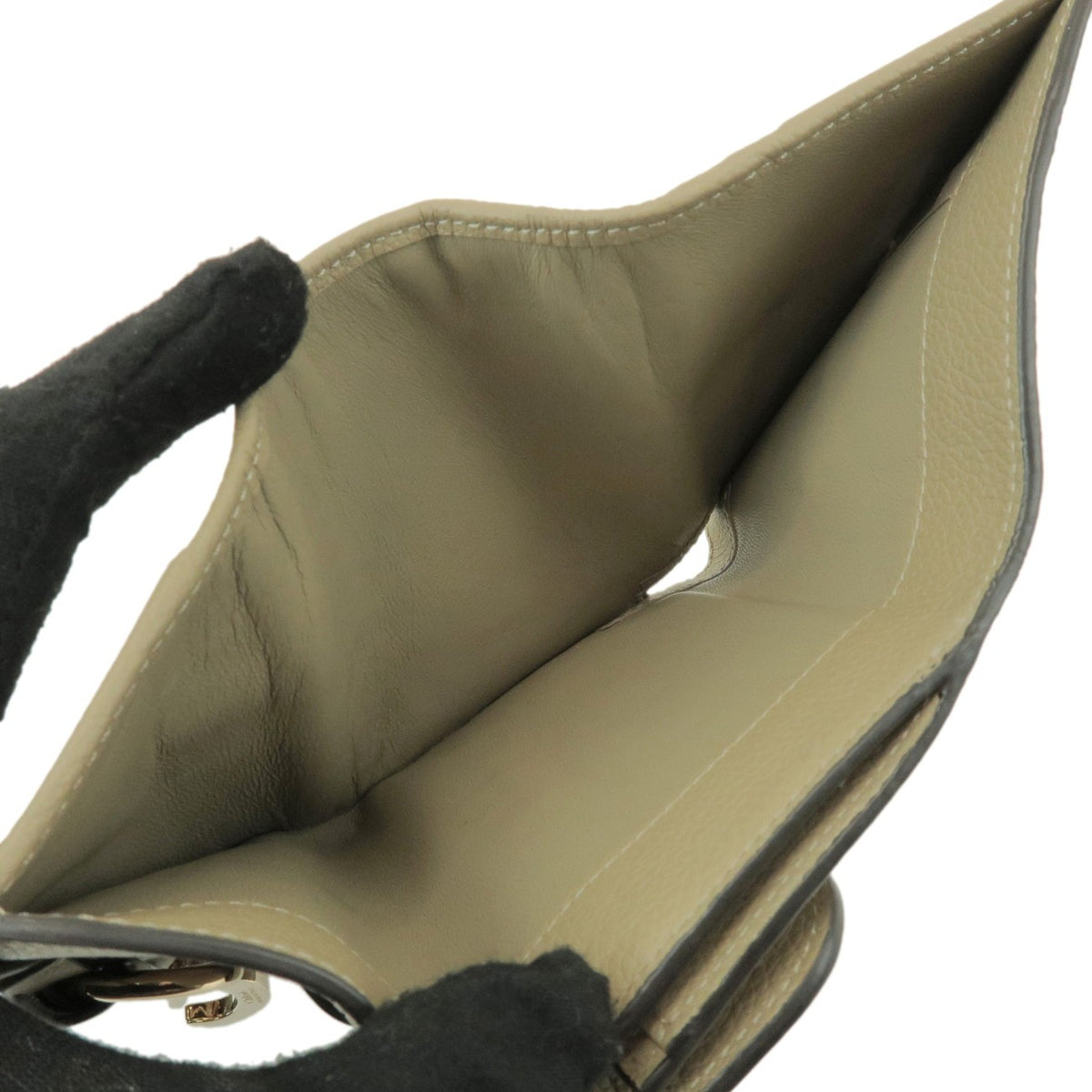Chloe Alphabet Trifold Leather, Khaki, Leather, Wallet