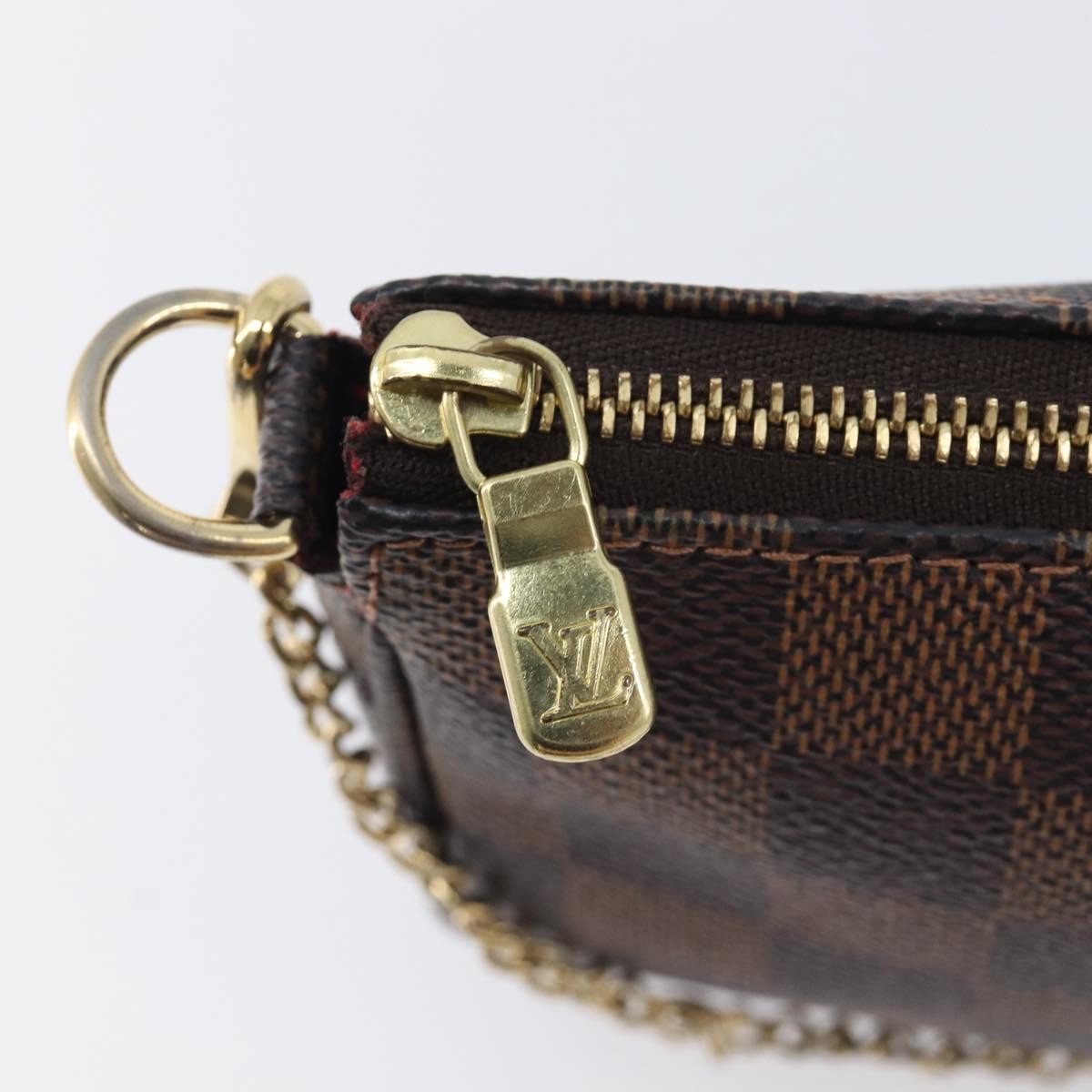 Louis Vuitton Pochette Accessoires Damier Ebene, Brown, Canvas, Clutch