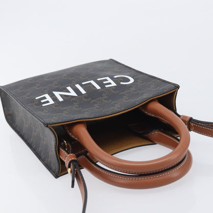 Celine Vertical Cabas Triomphe Coated Canvas, Black, Canvas, Tote Bag