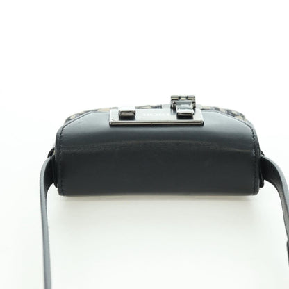 Christian Dior Clasp Lock Messenger Oblique Canvas and Leather, Navy, Canvas, Clutch