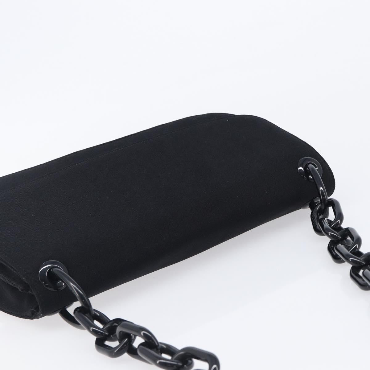 Prada Plastic Chain Flap Bag Canvas, Black, Cotton, Shoulder Bag
