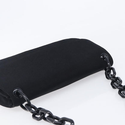 Prada Plastic Chain Flap Bag Canvas, Black, Cotton, Shoulder Bag