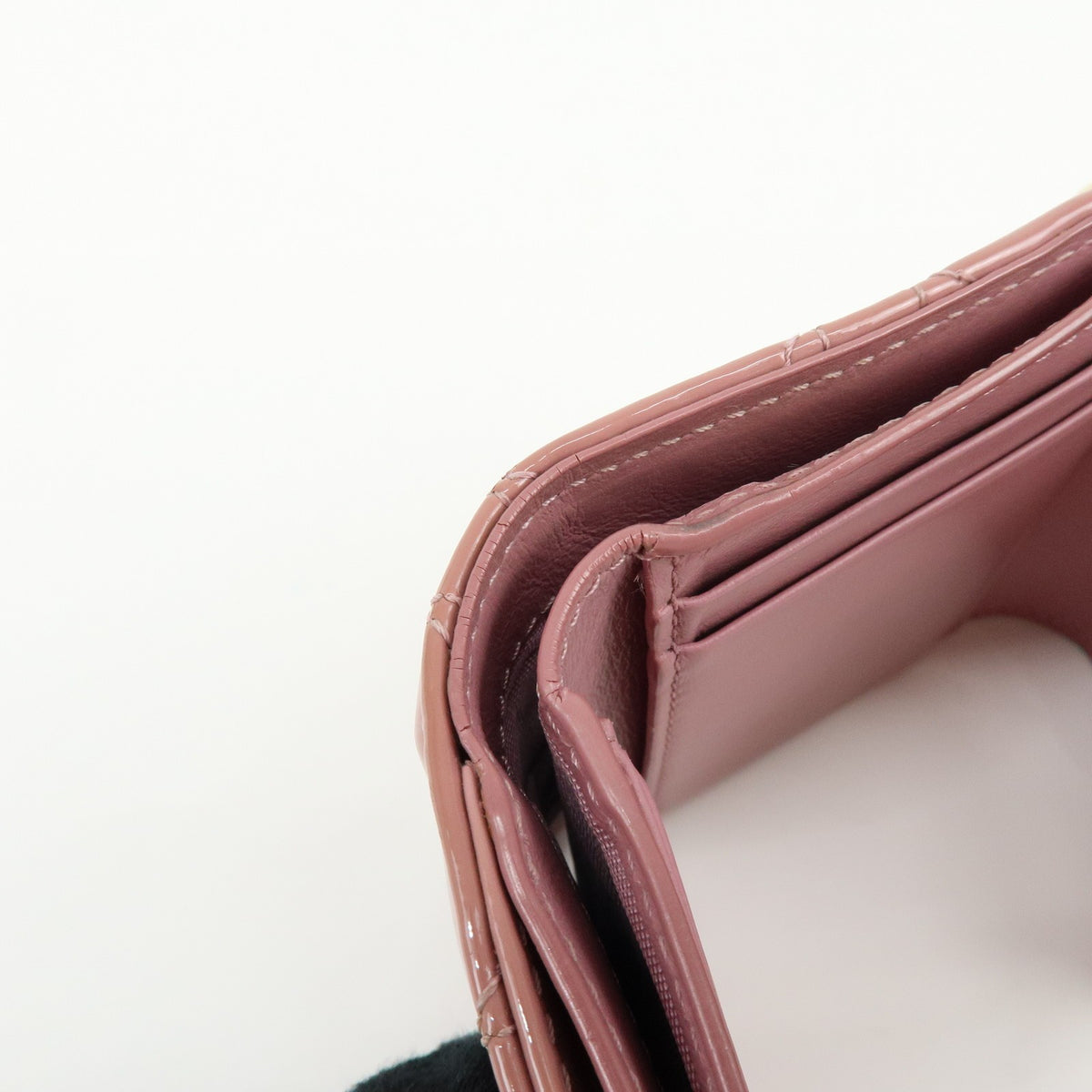 Christian Dior Lady Dior Cannage Quilt Leather, Pink, Patent Leather, Wallet