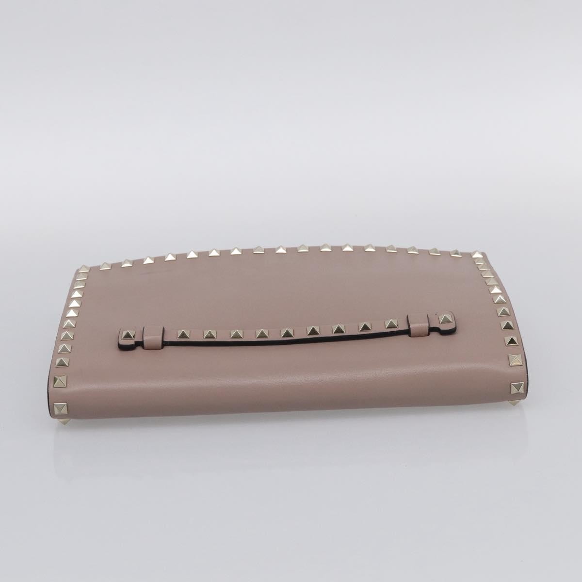 Valentino Garavani Rockstud Flap Clutch Leather, Beige, Leather, Clutch