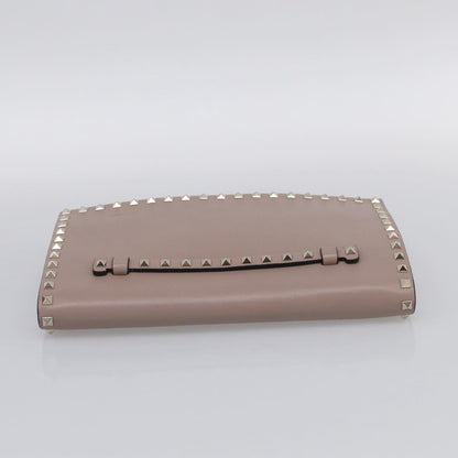 Valentino Garavani Rockstud Flap Clutch Leather, Beige, Leather, Clutch