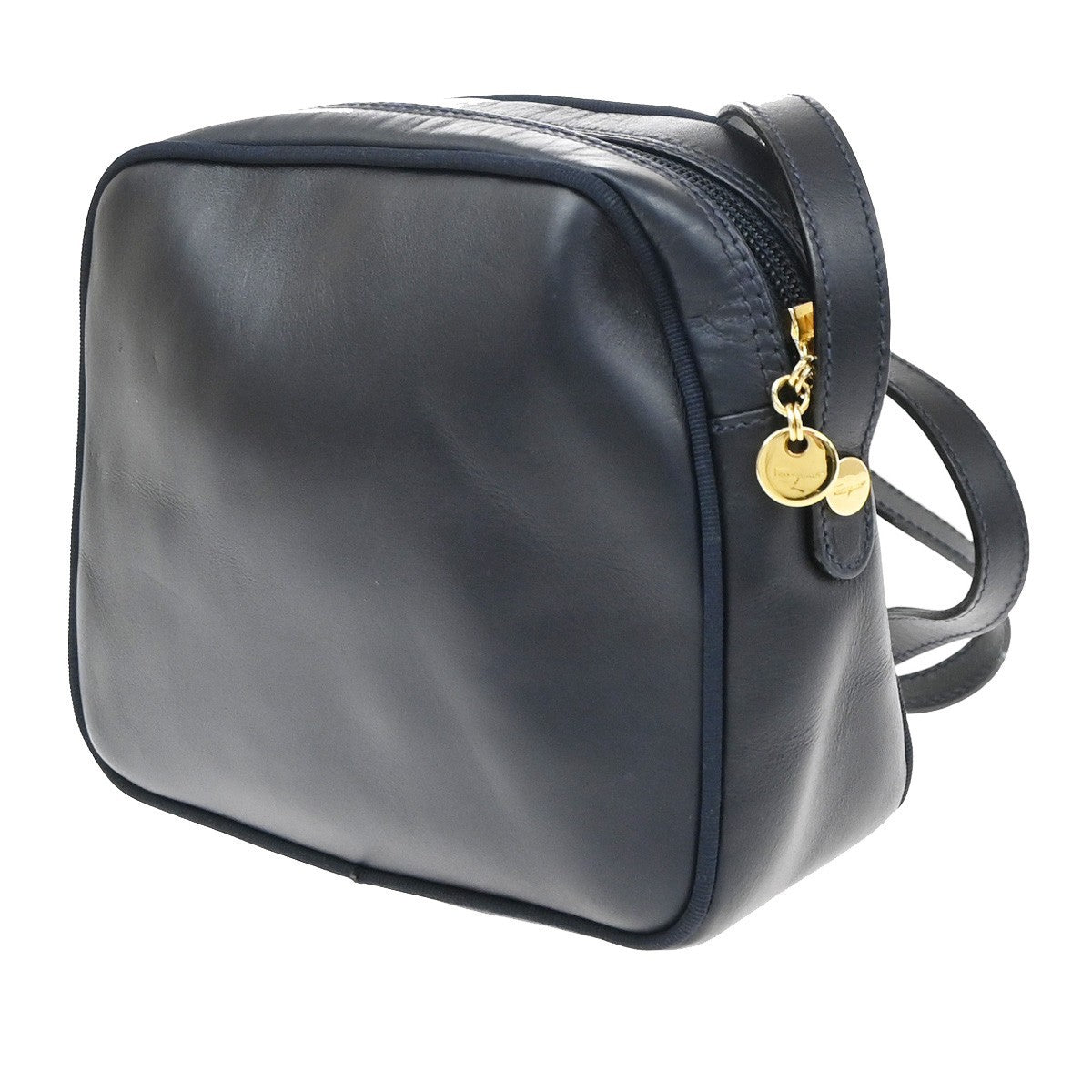 Salvatore Ferragamo Vara Bow Camera Leather, Navy, Leather, Shoulder Bag