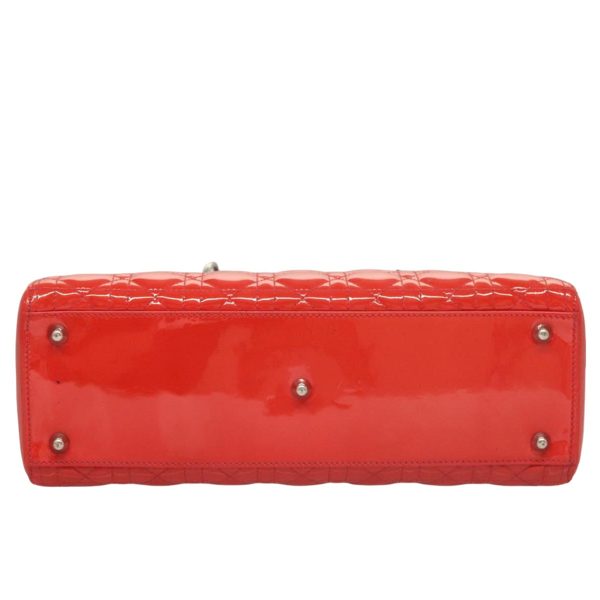 Christian Dior Vintage Lady Dior Patent Patent leather, "red + Silver", Patent Leather, Handbag