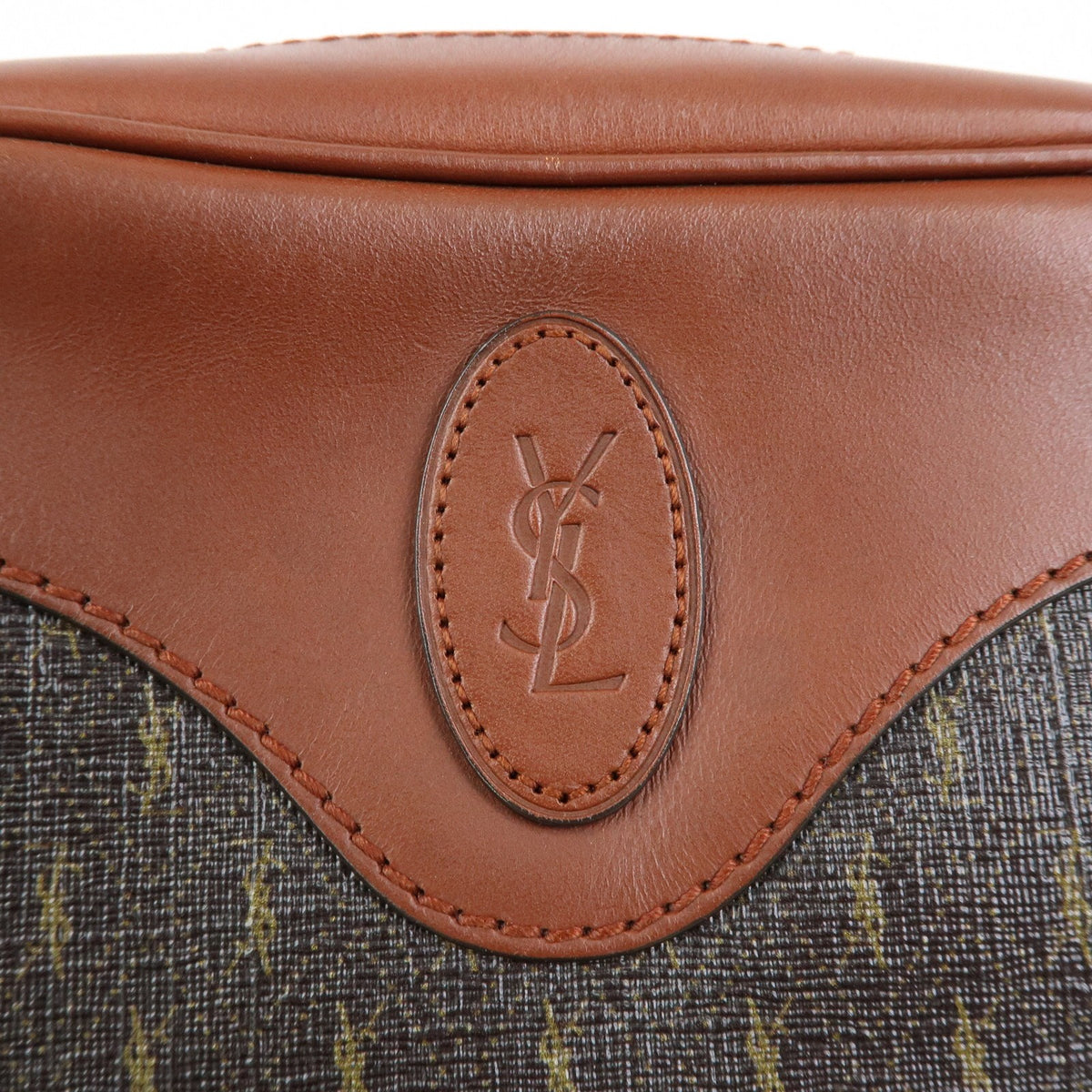 Saint Laurent Le Monogramme Coeur Monogram All Over Coated Canvas and Leather, Brown, Canvas, Handbag