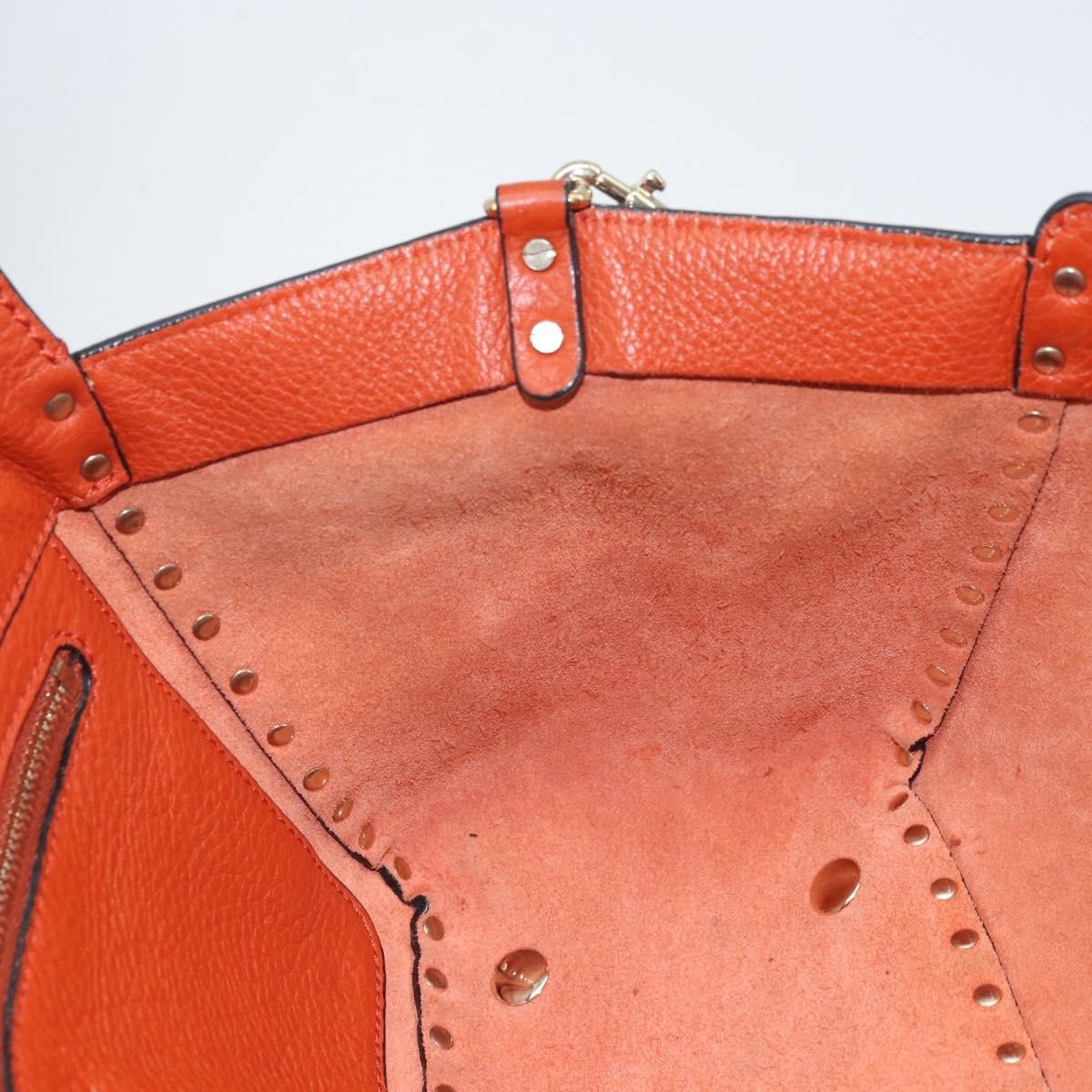 Valentino Garavani Rockstud Tote Soft Leather, Orange, Leather, Tote Bag