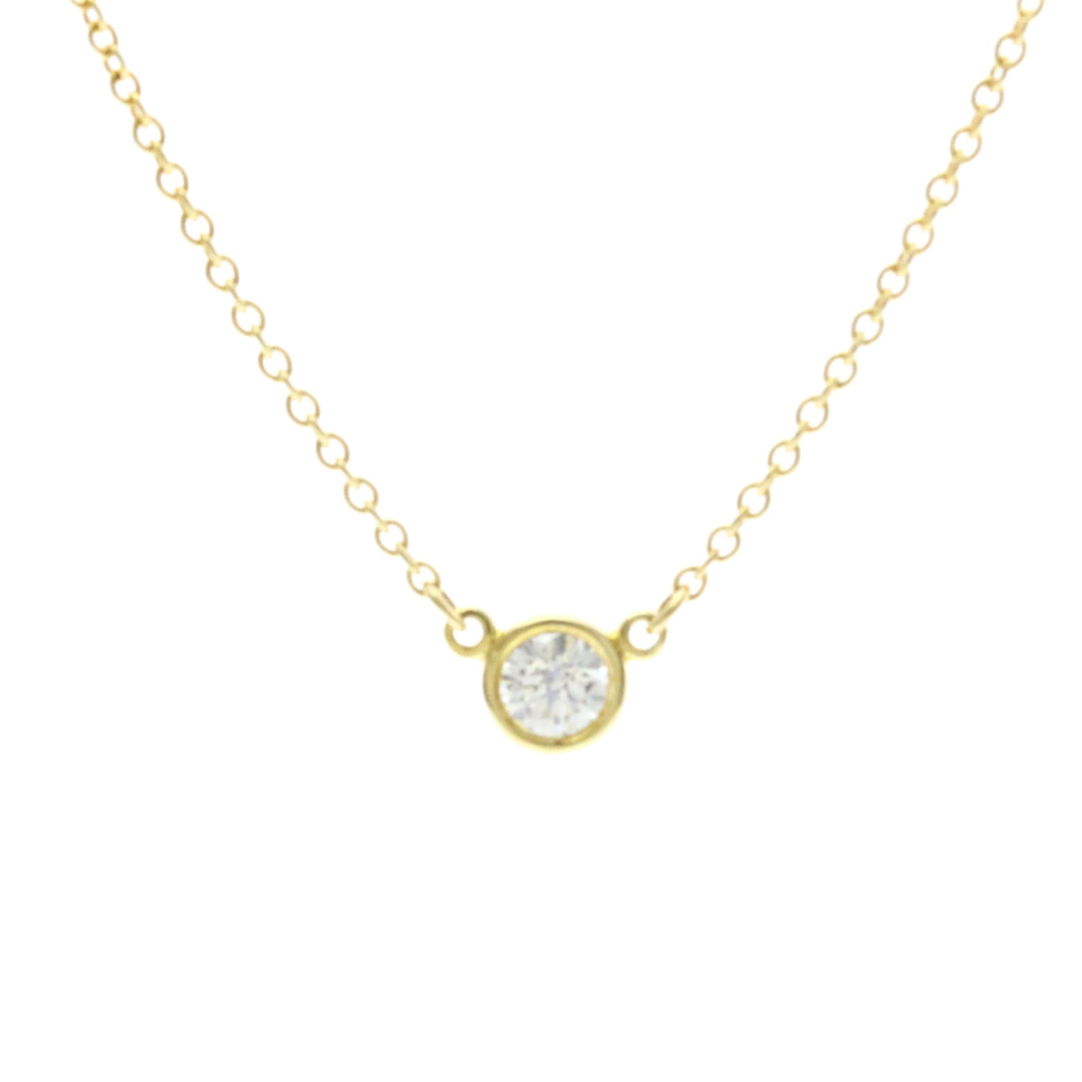 Tiffany & Co. Elsa Peretti Diamonds By The Yard Pendant 18K Rose Gold with Pear-Shaped Diamond, Yellow, Yellow Gold, Necklace