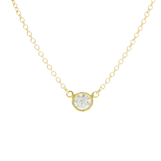 Tiffany & Co. Elsa Peretti Diamonds By The Yard Pendant 18K Rose Gold with Pear-Shaped Diamond, Yellow, Yellow Gold, Necklace