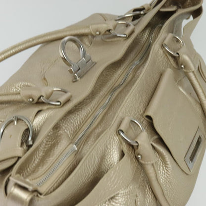 Salvatore Ferragamo Gancini Tote Leather, Silver, Leather, Tote Bag
