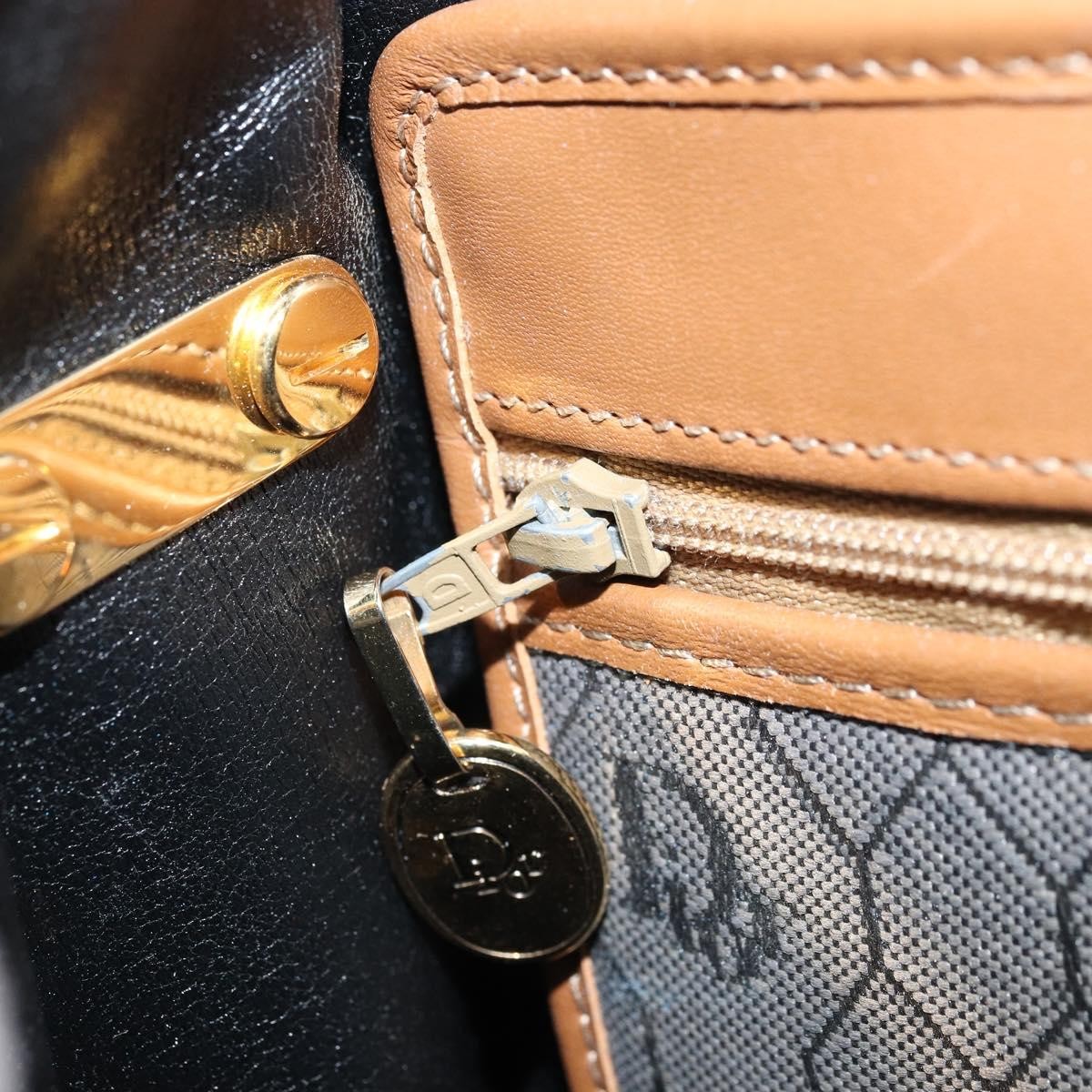 Christian Dior Vintage Honeycomb Flap Canvas and Leather, Black, Canvas, Shoulder Bag
