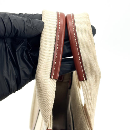 Chloe Woody Canvas with Leather, Brown, Canvas, Tote Bag