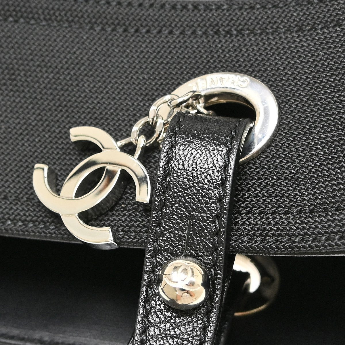 Chanel Biarritz Tote Quilted Coated Canvas, Black, Canvas, Tote Bag