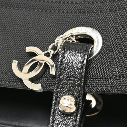 Chanel Biarritz Tote Quilted Coated Canvas, Black, Canvas, Tote Bag