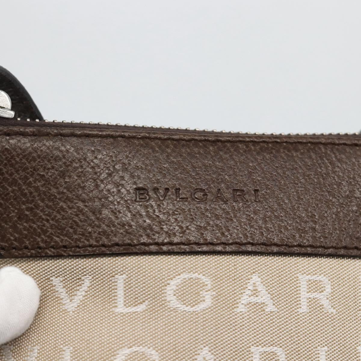 Bvlgari Logomania Canvas with Leather, Beige, Canvas, Shoulder Bag