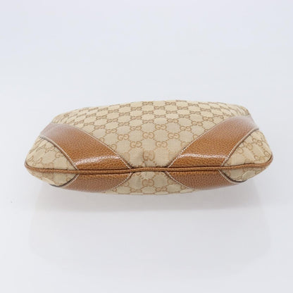 Gucci Vintage Zip Hobo GG Canvas with Leather, Beige, Canvas, Shoulder Bag