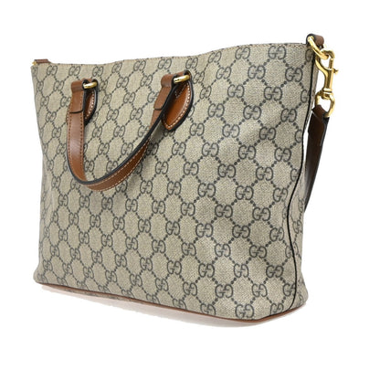 Gucci Convertible Soft GG Coated Canvas with Leather, Brown, Canvas, Tote Bag