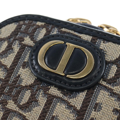 Christian Dior 30 Montaigne Phone Holder on Chain Oblique Canvas, Navy, Canvas, Crossbody Bag