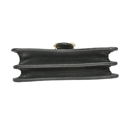 Gucci Interlocking Leather, Black, Leather, Shoulder Bag