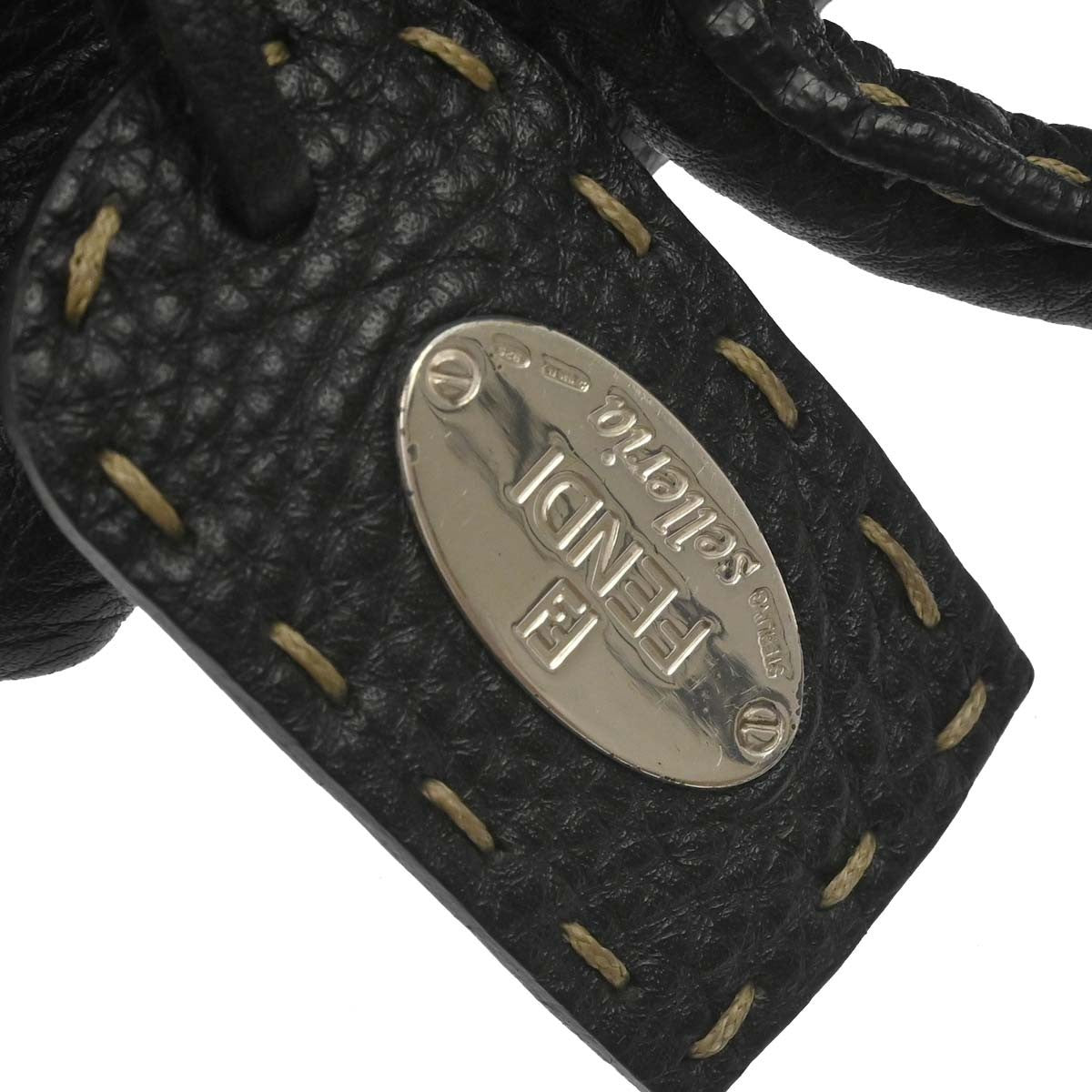 Fendi Selleria Frame Doctor Leather, Black, Leather, Handbag