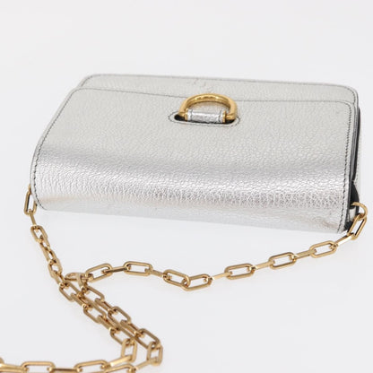 Burberry D-Ring Chain Leather, Silver, Leather, Shoulder Bag