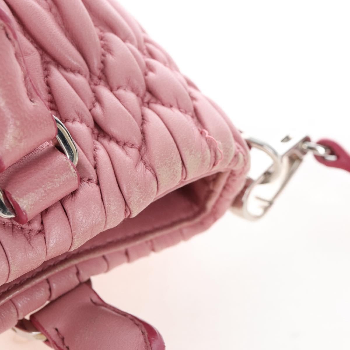 Miu Miu Crystal Convertible Top Handle Matelasse Leather, Pink, Leather, Handbag