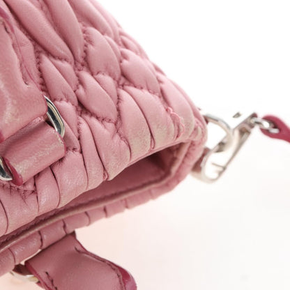 Miu Miu Crystal Convertible Top Handle Matelasse Leather, Pink, Leather, Handbag
