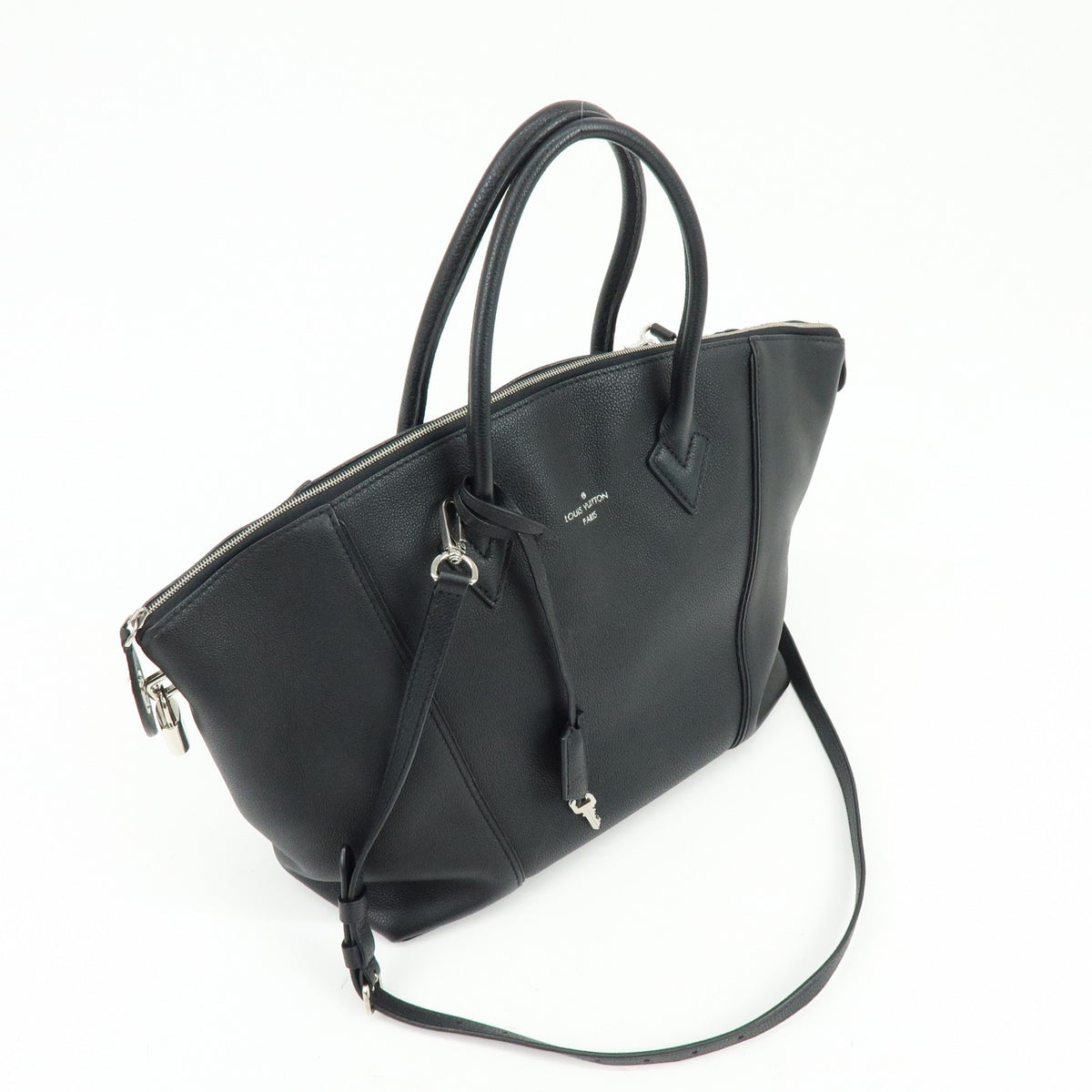 Louis Vuitton Soft Lockit Leather, Black, Leather, Handbag