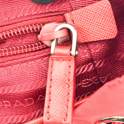 Prada Front Zip Drawstring Tessuto, Red, Nylon, Backpack
