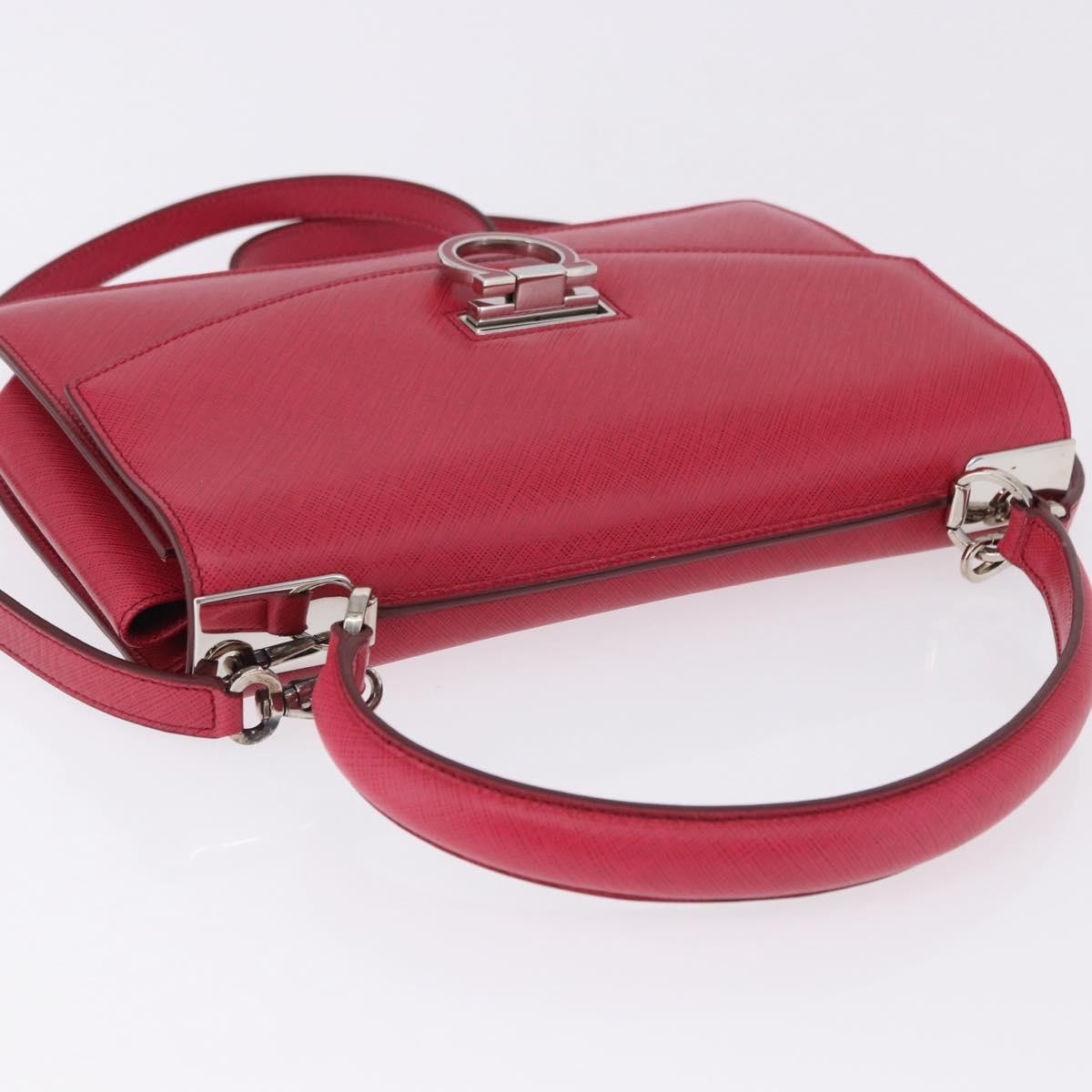 Salvatore Ferragamo Gancini Convertible Top Handle Saffiano Leather, Pink, Leather, Handbag