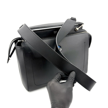 Fendi DotCom Convertible Satchel Leather, Black, Calfskin, Handbag
