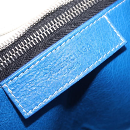 Balenciaga Bazar Convertible Striped Leather, Blue, Leather, Tote Bag