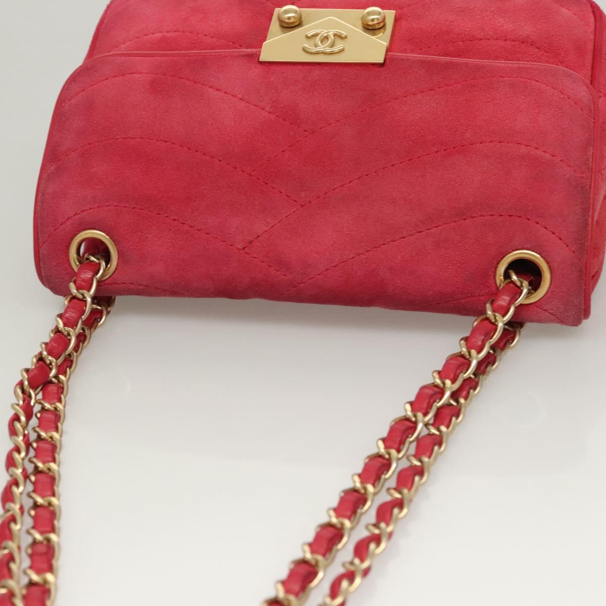 Chanel Chain Flap Shoulder Bag Suede, PINK, SUEDE, Shoulder bag