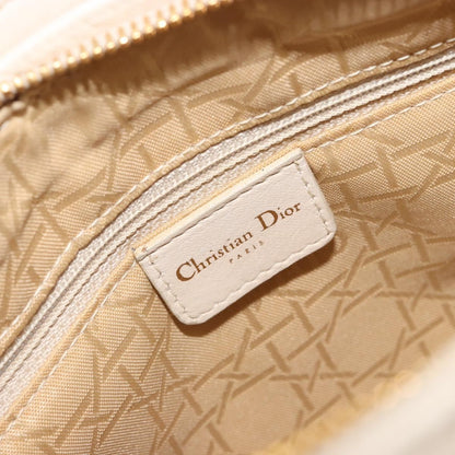 Christian Dior Lady Dior Cannage Quilt Lambskin, White, Leather, Handbag