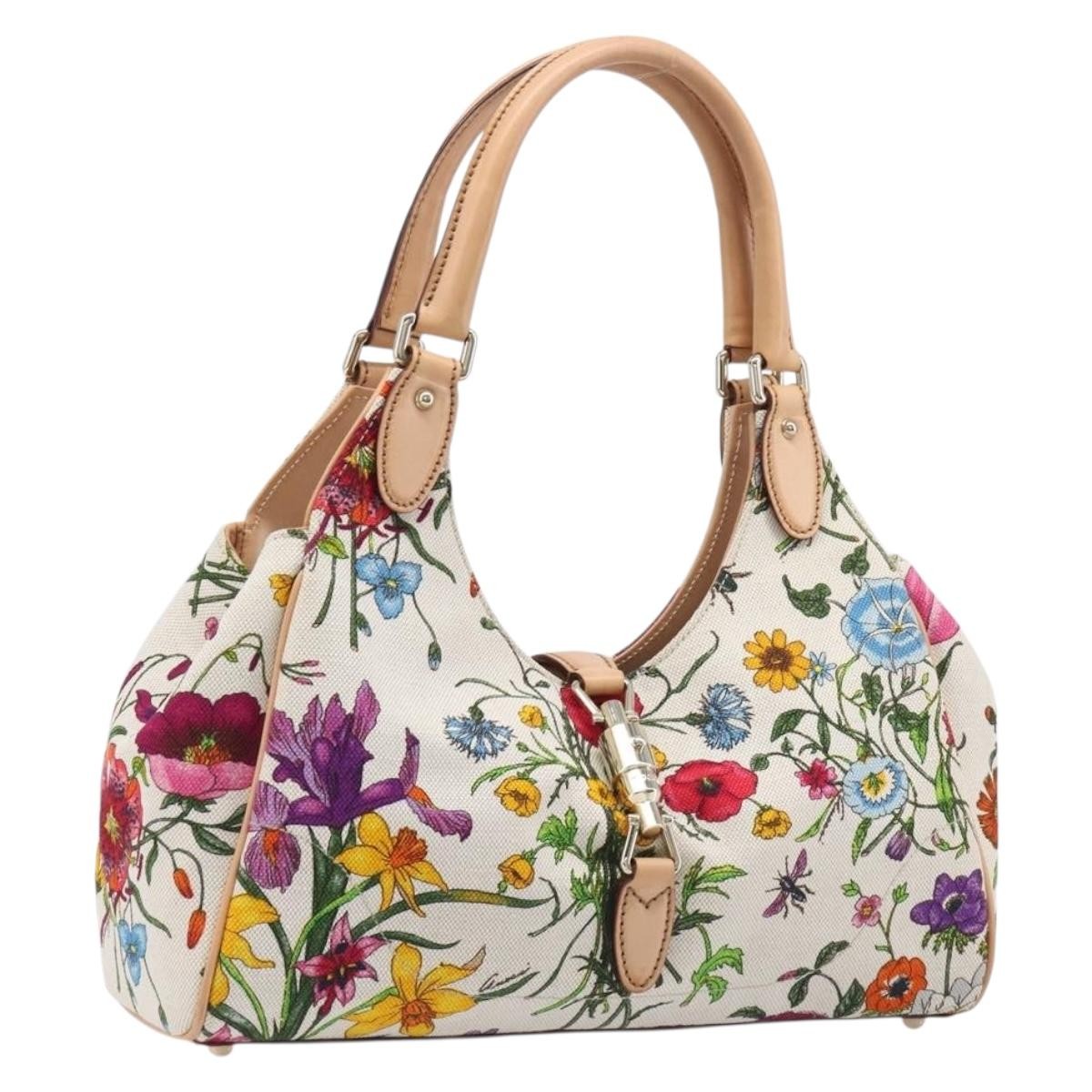 Gucci Joy Bardot Hobo Flora Canvas, Multicolour, Canvas, Handbag