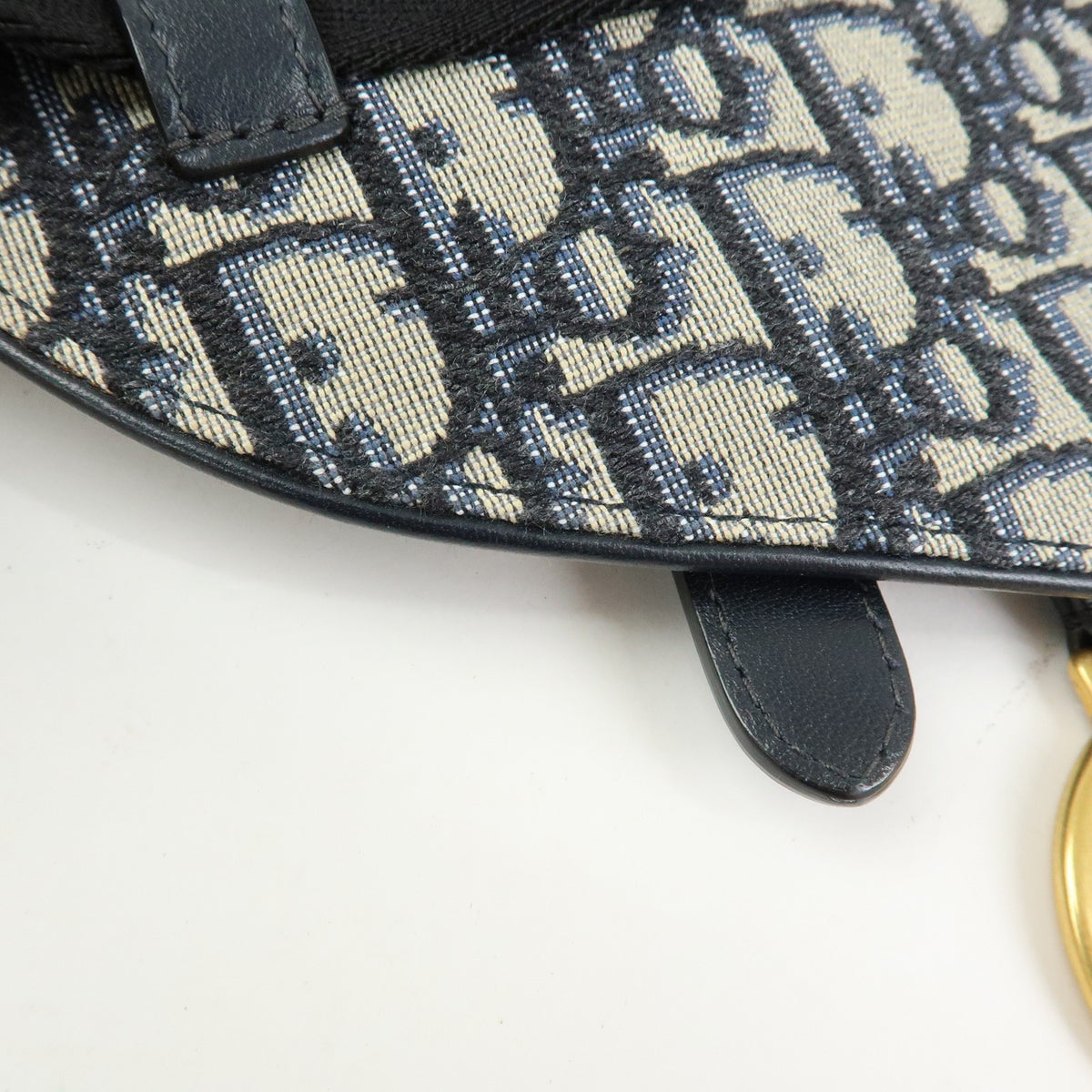 Christian Dior Saddle Belt Oblique Canvas, Navy, Canvas, Handbag