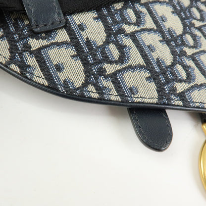 Christian Dior Saddle Belt Oblique Canvas, Navy, Canvas, Handbag