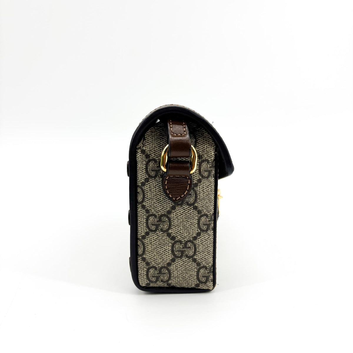 Gucci Horsebit 1955 Flap GG Coated Canvas, Brown, Canvas, Crossbody Bag