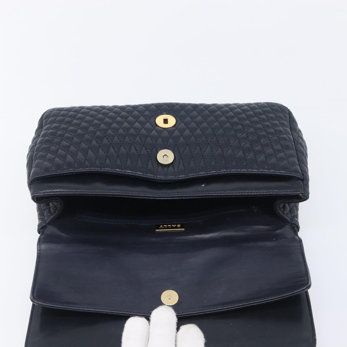 Bally Vintage Quilted Leather, Navy, Leather, Shoulder Bag